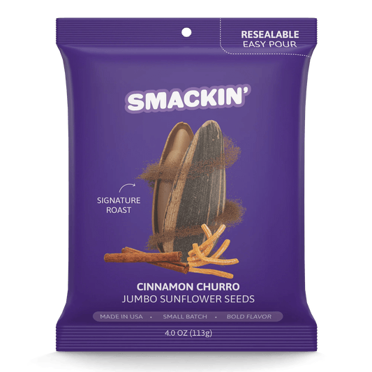 Smackin - Cinnamon Churro Giant Sunflower Seeds - Small Batch 4oz - Thurgood’s Goods