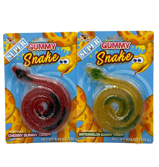 Super Gummy Snake - 150g Each! - 1 Watermelon & 1 Cherry - Thurgood’s Goods